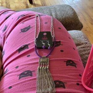 Paparazzi Silver Necklace with Purple Beads
